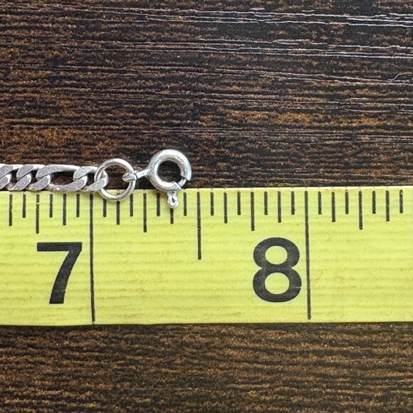 VTG Sterling Silver 925 Figaro Link Chain Bracelet Spring Ring Clasp 7.5" Length - Picture 8 of 9